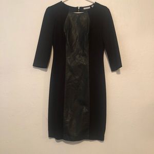 Black faux leather sheath dress